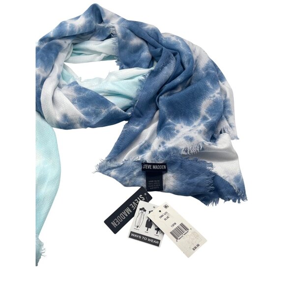 Steve Madden Two-Tone Tie-Dyed Scarf, OS, Blue - Picture 3 of 11
